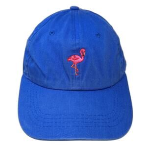 City Hunter Baseball Cap Blue One Size Embroidered Pink Flamingo Cotton Hat